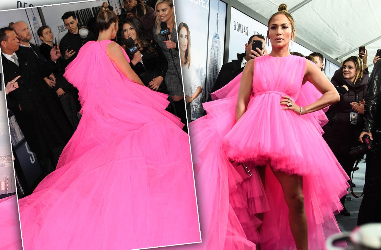 Jennifer Lopez Rocks Hot Pink Dress At Second Act Premiere