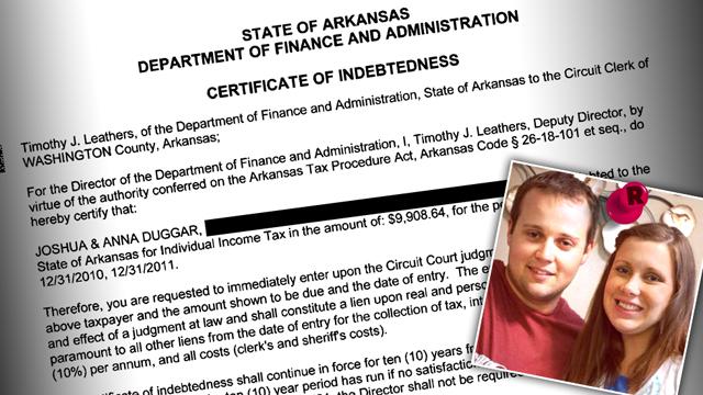 Josh Duggar Anna Duggar Tax Debt