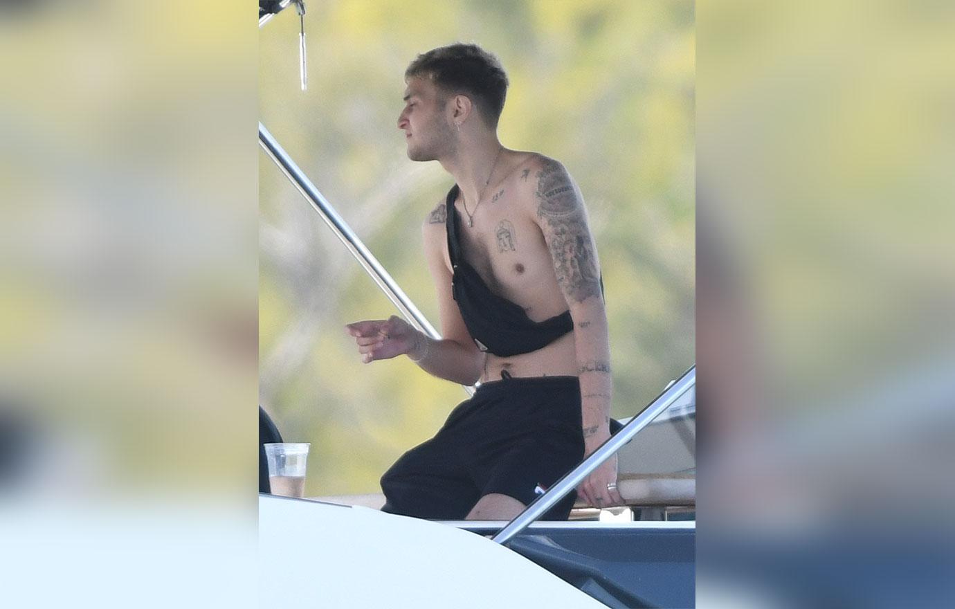 Gigi Hadid Maroon Bikini Yacht Anwar Hadid