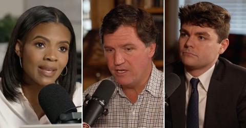 Composite photo of Candace Owens, Tucker Carlson and Nick Fuentes