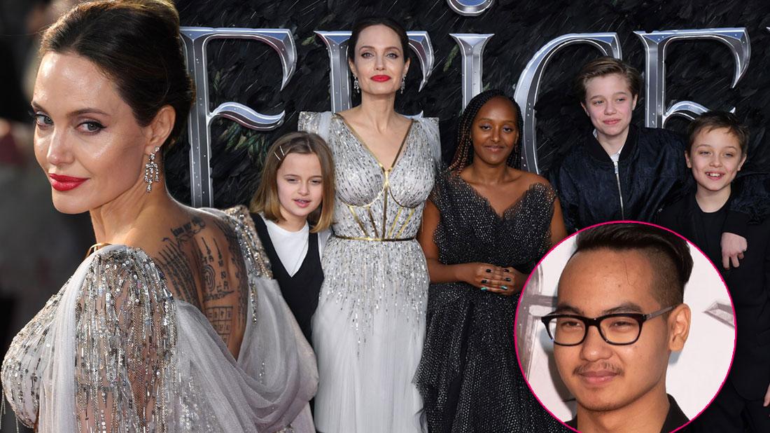 Angelina Jolie Brings Her Brood To Maleficent Premiere In London, Inset Of Maddox Jolie-Pitt