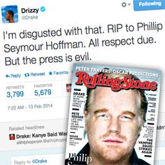 //drake disgusted not being rolling stones cover philip seymour hoffman