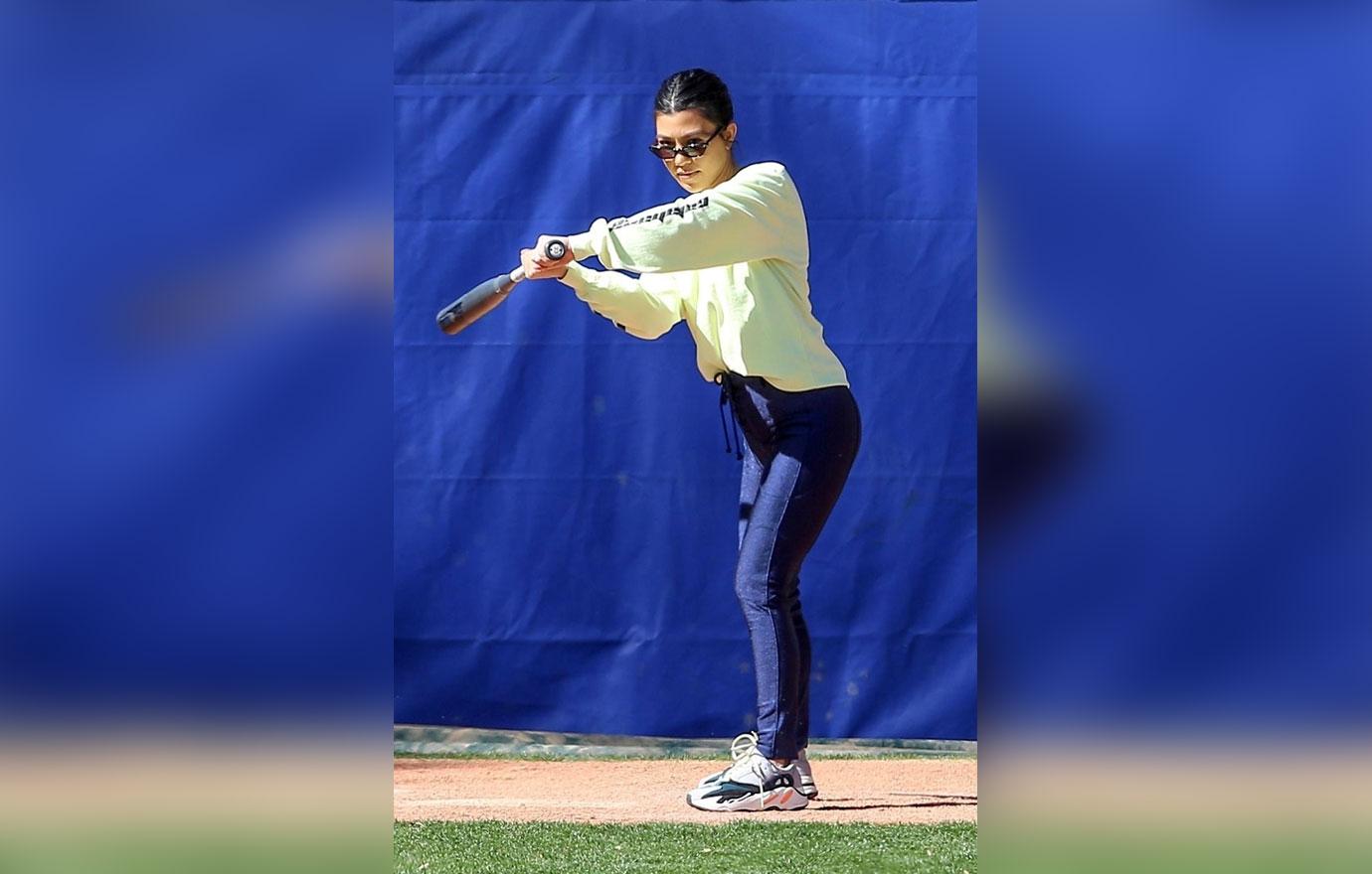 Kim Kardashian Wears Bra Top & Yeezy at Family Softball Game – Footwear News