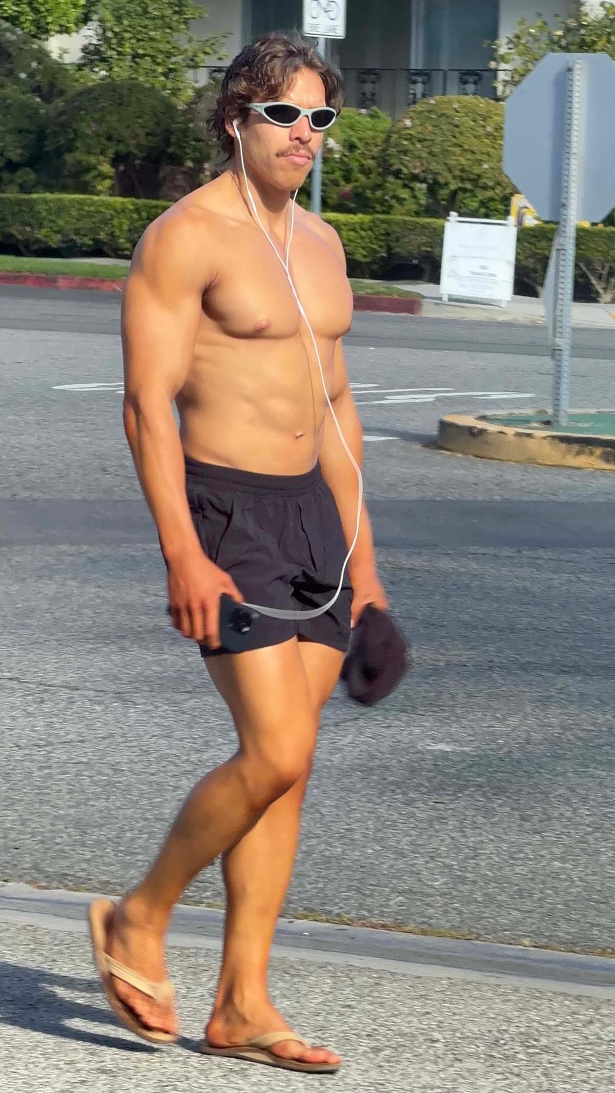 Arnold Schwarzenegger's son Joseph Baena is seen for the first time since winning his debut bodybuilding competition.