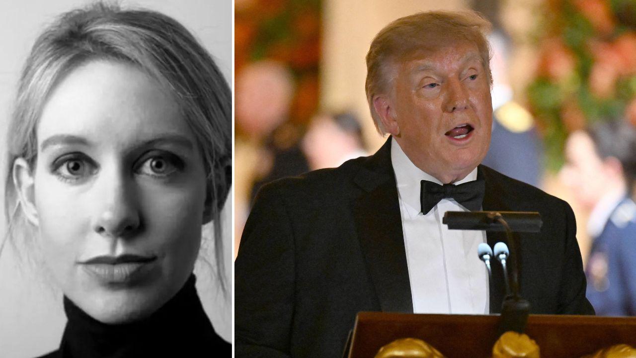 split image of Elizabeth Holmes and Donald Trump