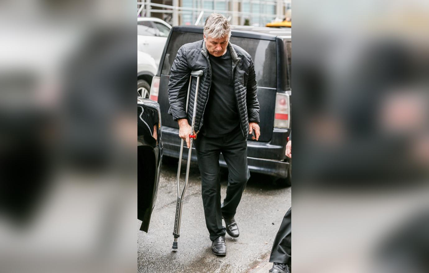 Alec Baldwin Crutches Hospital