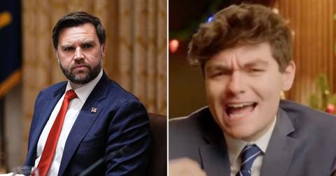 Composite photo of J.D. Vance and Nick Fuentes