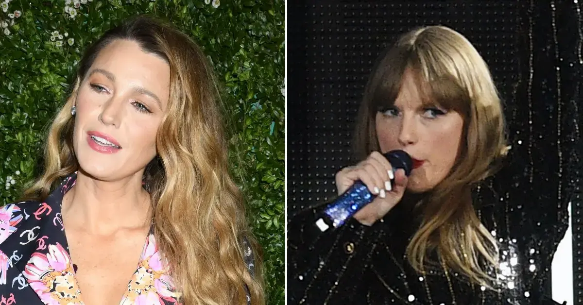 Split photos of Taylor Swift and Blake Lively