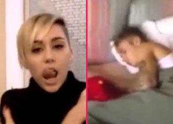 miley cyrus justin bieber mocks sleeping video