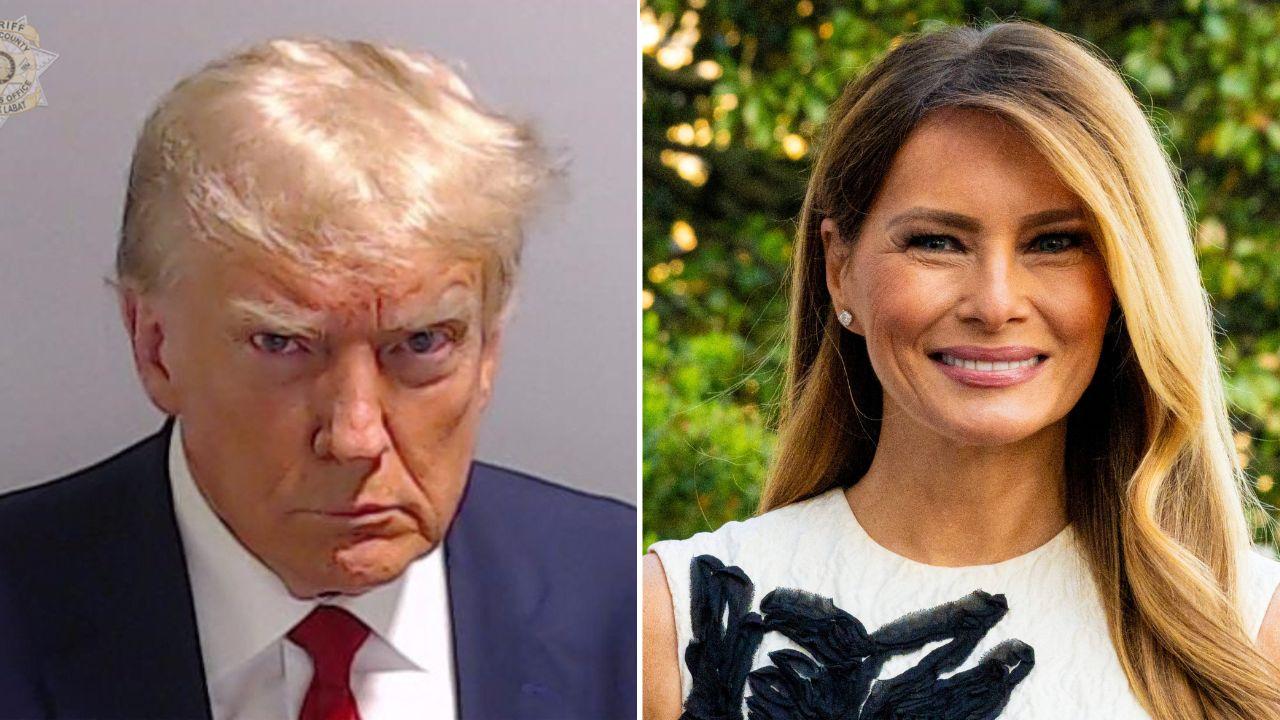 A mugshot of Donald Trump and Melania Trump
