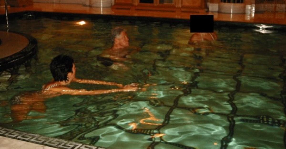 The former president went for a dip with Ghislaine Maxwell. 