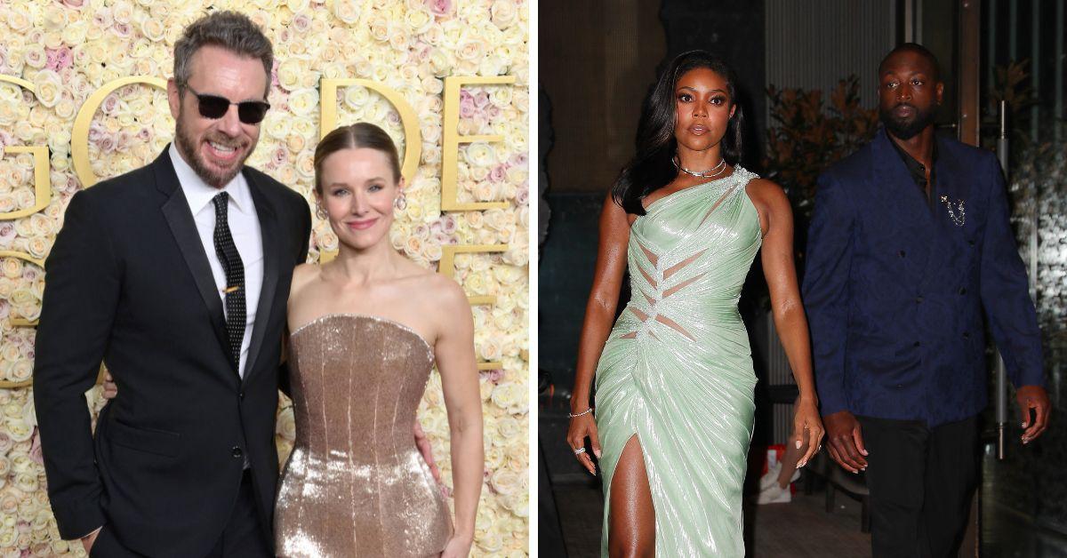 Split photo of Dax Shepard, Gabrielle Union and Dwyane Wade.