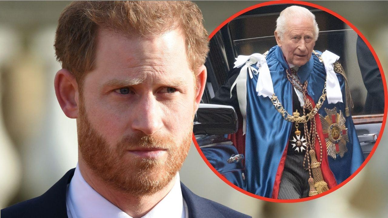 Split photos of Prince Harry and King Charles