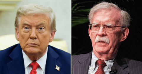 Split photo of Donald Trump, John Bolton