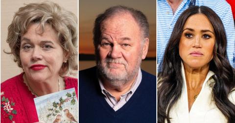 A photo of Samantha Markle alongside a photo of Thomas Markle alongside a photo of Meghan Markle