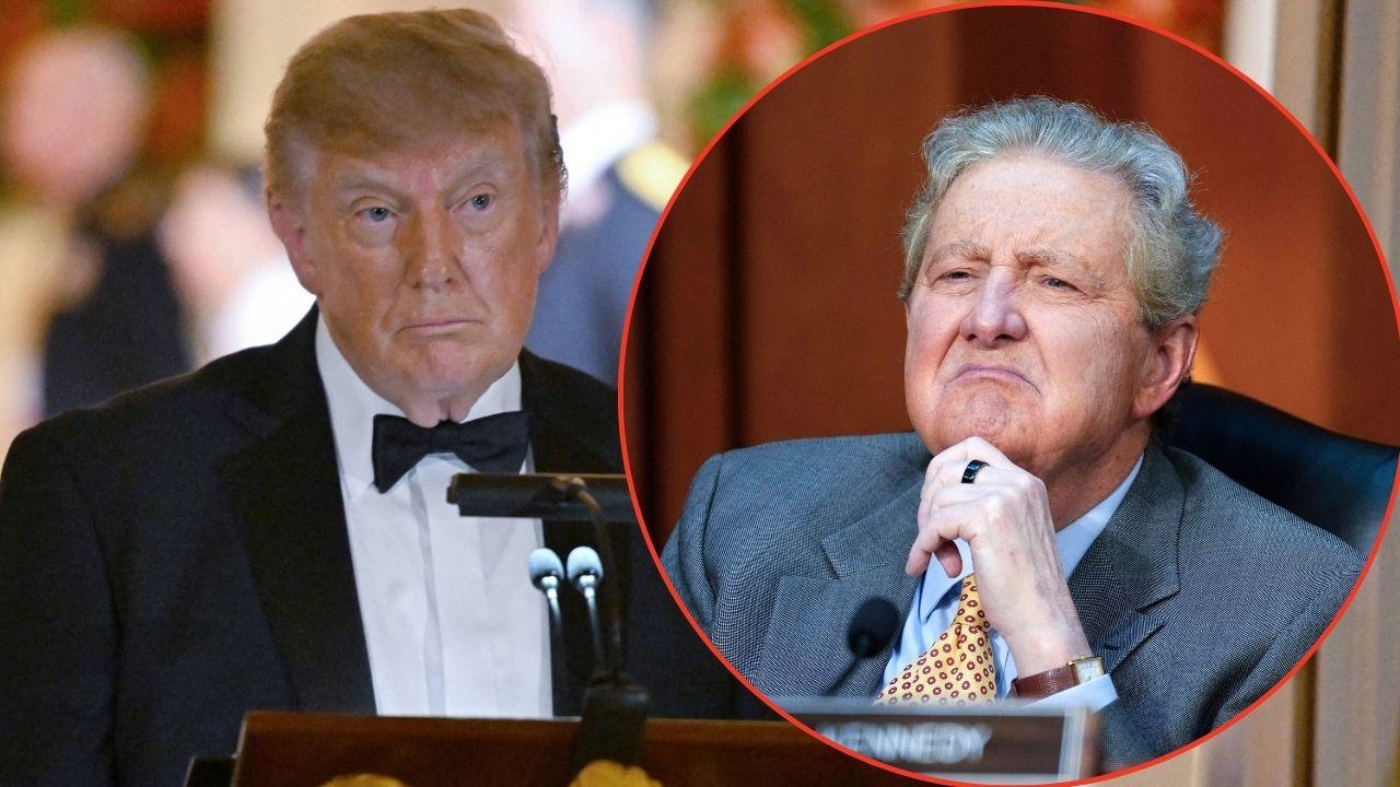 Split image of Donald Trump and John Kennedy