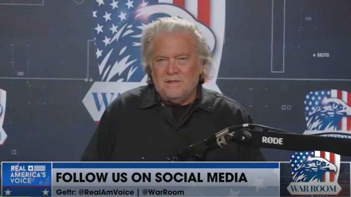 image of Steve Bannon spoke to conservatives about slipping enthusiasm among MAGA voters.