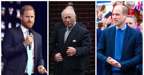 Prince Harry, Prince William, and King Charles