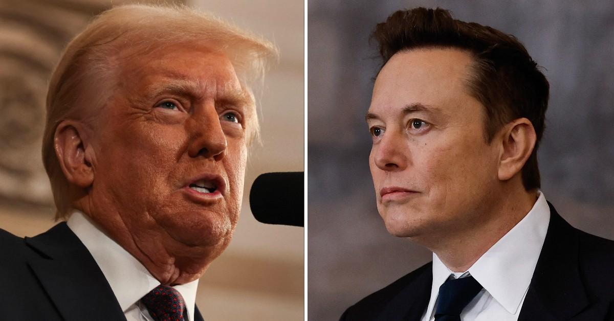 Split photo of Donald Trump, Elon Musk