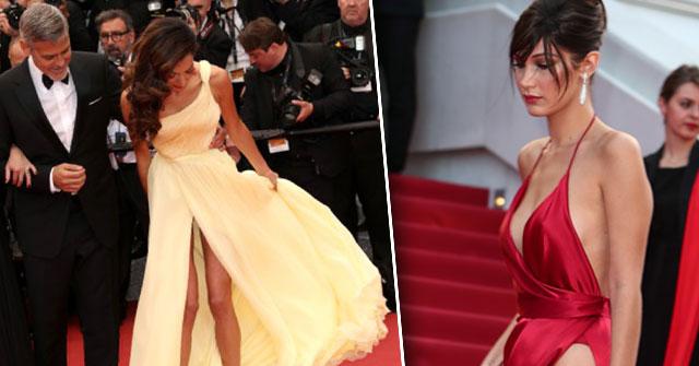 bella hadid amal clooney cannes film festival flash underwear wardrobe malfunctions