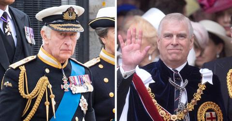Split photo of King Charles, Prince Andrew