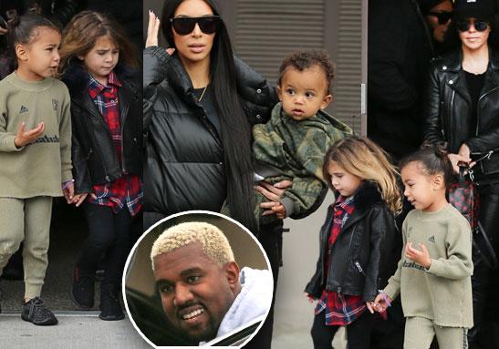 Kim Kardashian & Kanye West Caught On Miserable Day Out With Kids