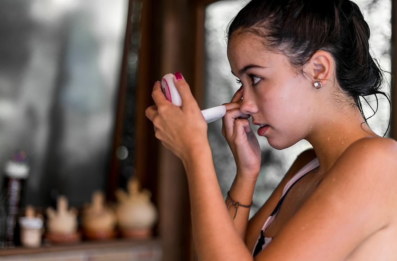 Woman Using Contacts