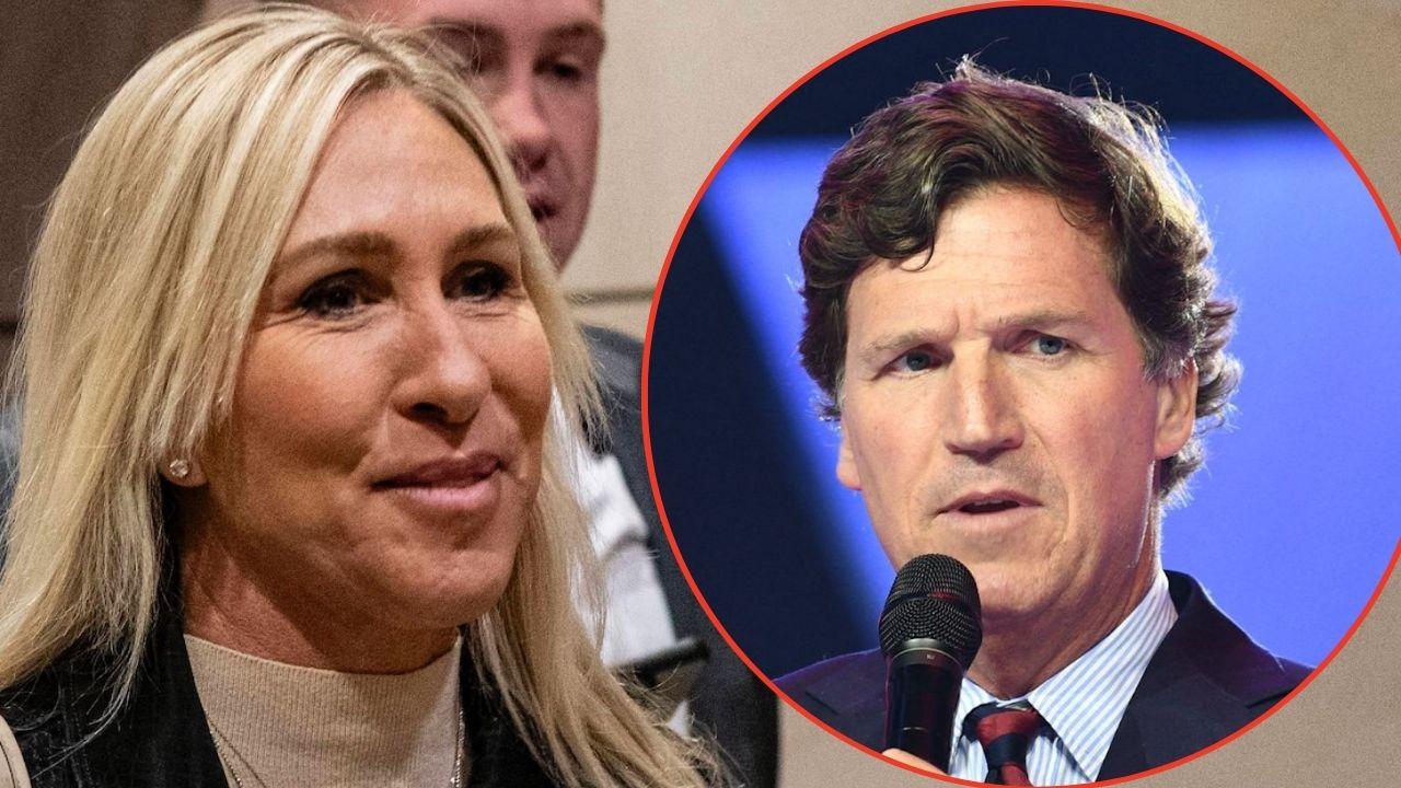 Photo of Marjorie Taylor Greene and Tucker Carlson