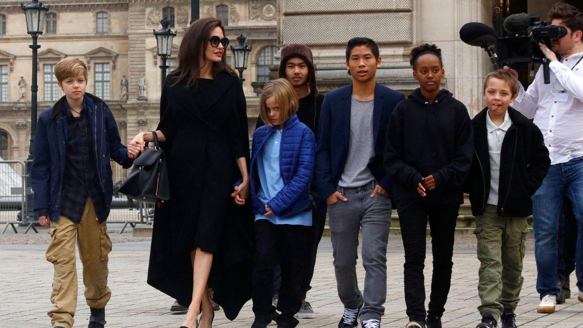 A photo of Angelina Jolie with her children.