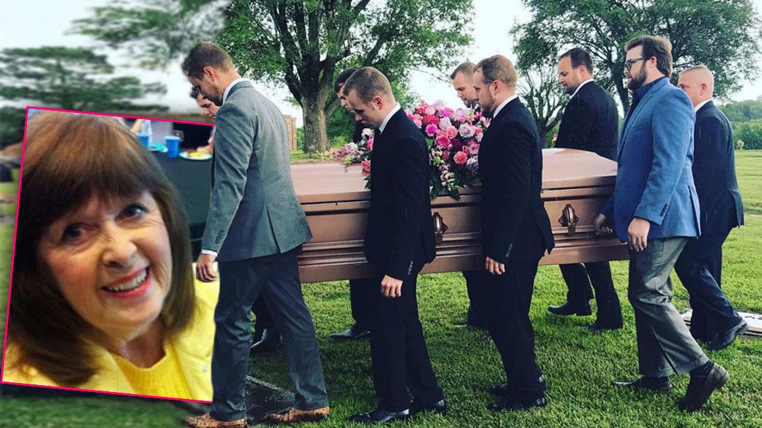 The Duggar Family Grandsons Carrying Grandmom Mary Duggar's Casket At Cemetary with and Inset of Mary Duggar