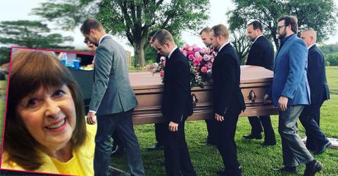 The Duggar Family Grandsons Carrying Grandmom Mary Duggar's Casket At Cemetary with and Inset of Mary Duggar
