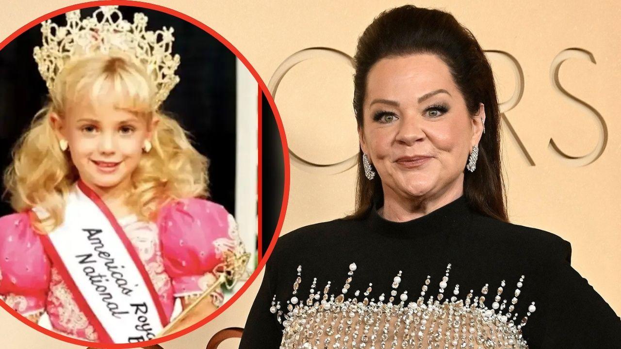 Split photos of JonBenét Ramsey and Melissa McCarthy