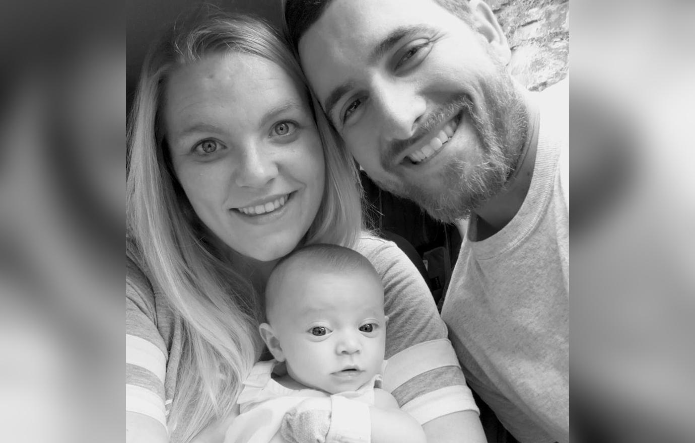 Victoria Messer Black and White Selfie With Newborn Daughter and Husband