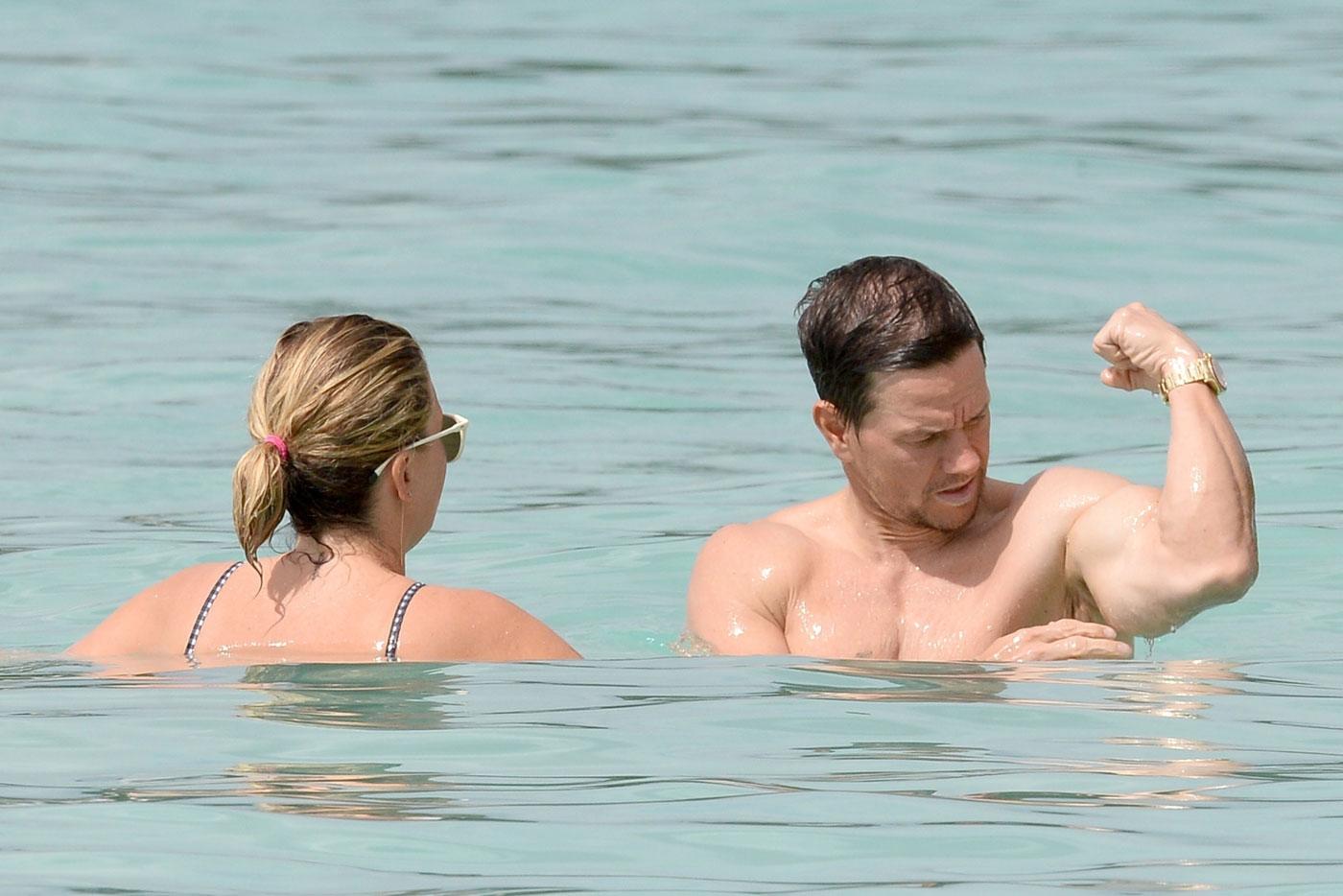 Mark Wahlberg Shirtless Muscles Wife Photos