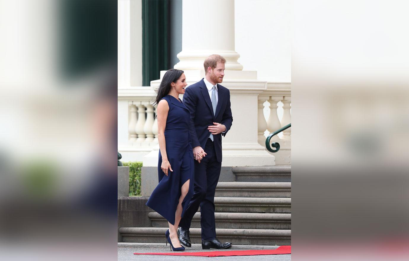 Meghan Markle Blue Dress Baby Bump