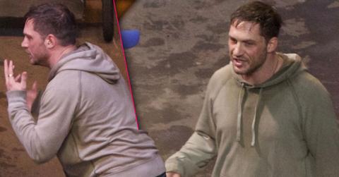 Tom Hardy Falls On The Set Of Venom
