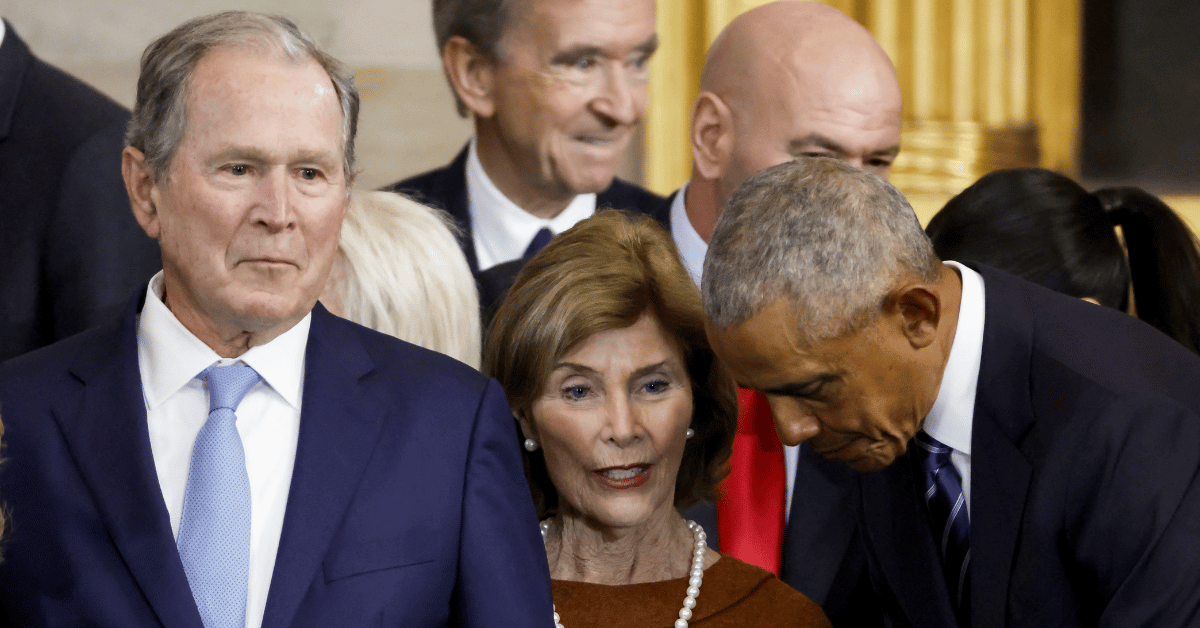 George W. Bush, Laura Bush, Barack Obama