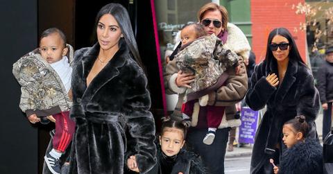 //kim kardashian fur coat north saint west nyc pp