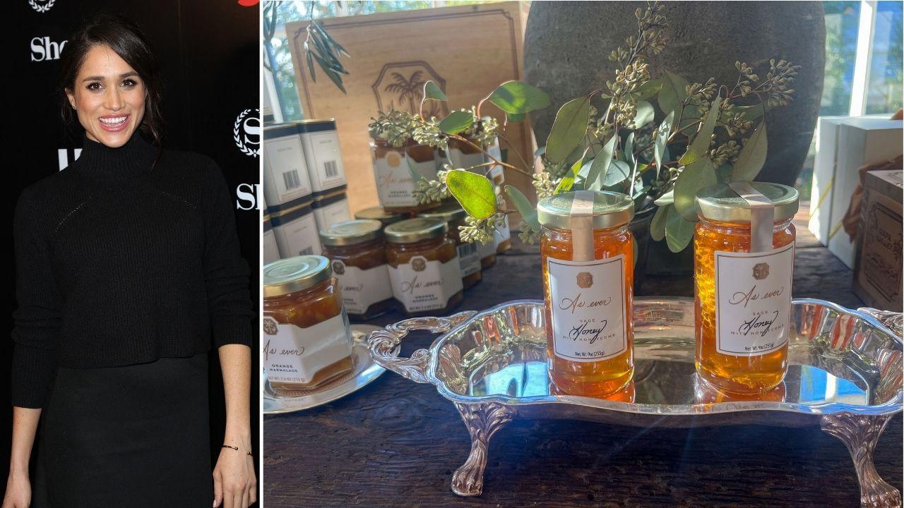 Split photo of Meghan Markle and As Ever products.
