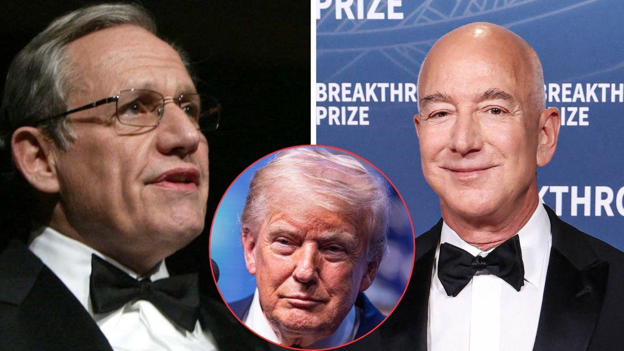 Photo of Bob Woodward, Jeff Bezos, Donald Trump