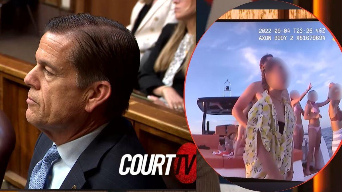 George Pino looked on as jurors were shown bodycam video of his deadly boat crash.