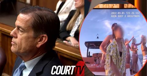 George Pino looked on as jurors were shown bodycam video of his deadly boat crash.