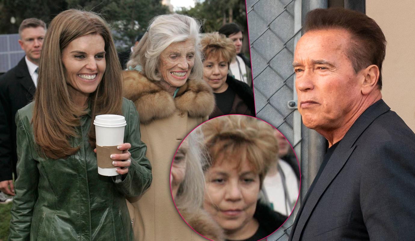 Arnold Schwarzenegger Looking Serious and Maria Shriver Smiling with nanny Mildred Baena Celebs Caught In Relationships With Nannies