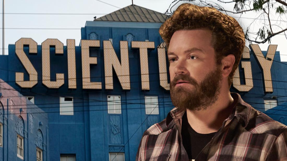 Danny Masterson Looking Serious In Front Of Blue Church With Large Scientology Lettering