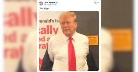 Gavin Newsom Destroys Trump With Embarrassing Photo After 'Piggy' Remark