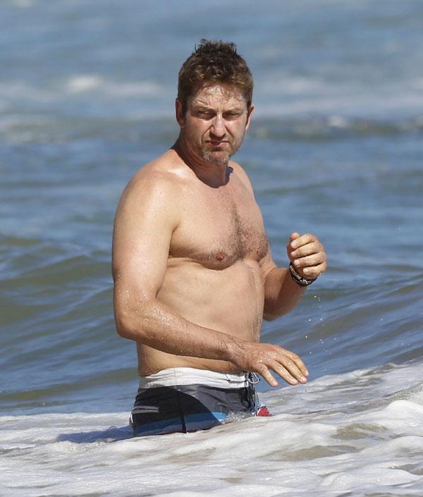 Gerard Butler Shirtless On The Beach In Malibu