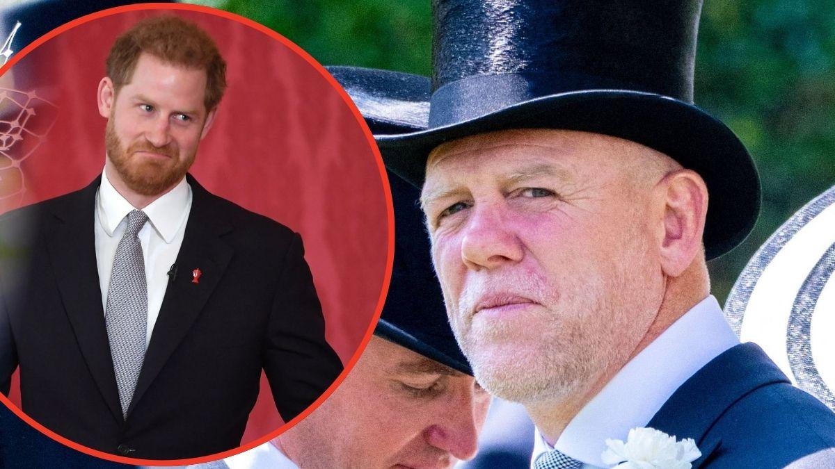 Split photo of Mike Tindall and Prince Harry