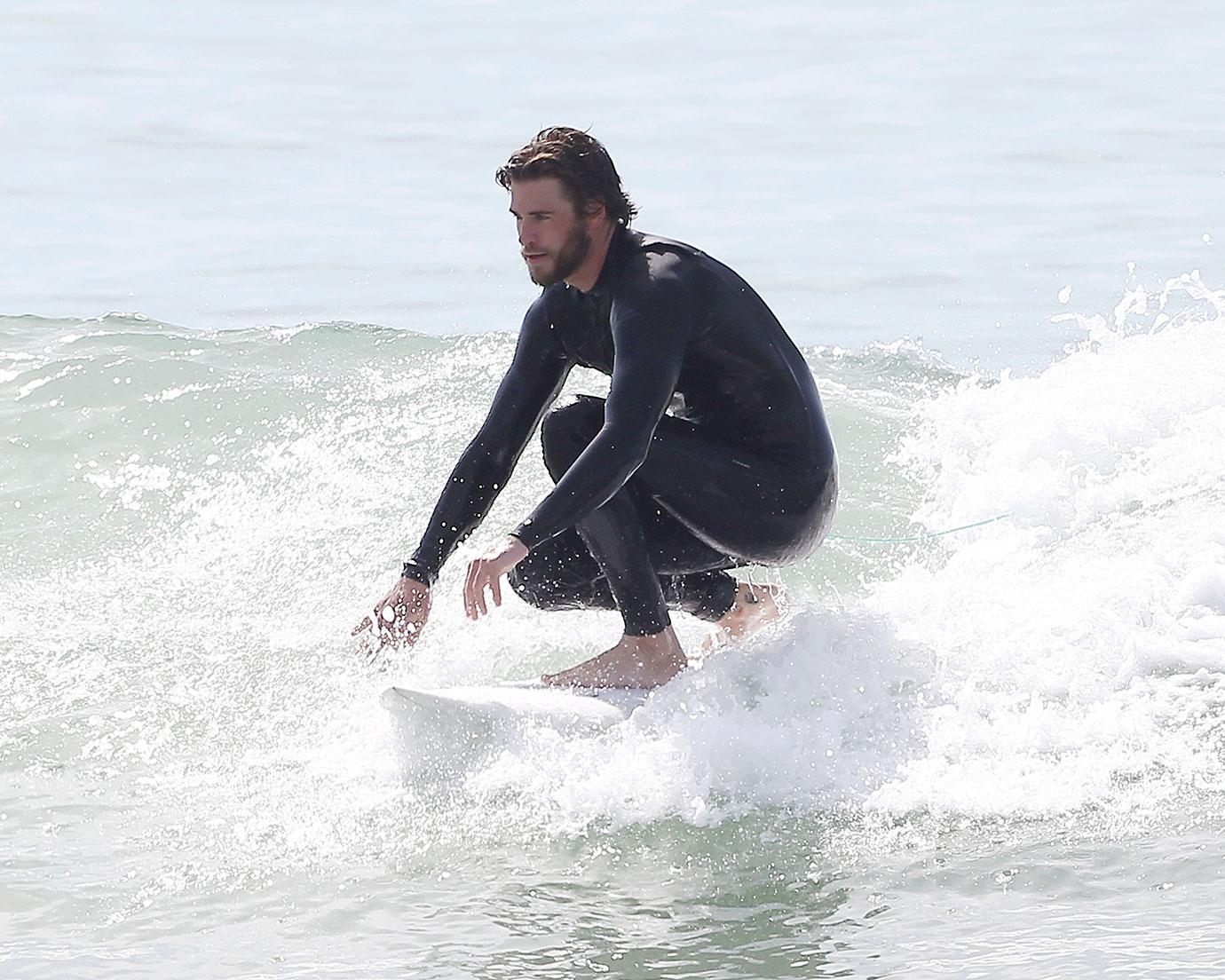 Liam Hemsworth Surfing Malibu Pics