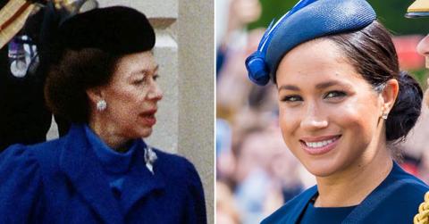 Split photo of Princess Margaret and Meghan Markle