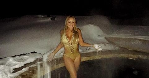 Mariah Carey Gold Bathing Suit Boobs Hot Tub
